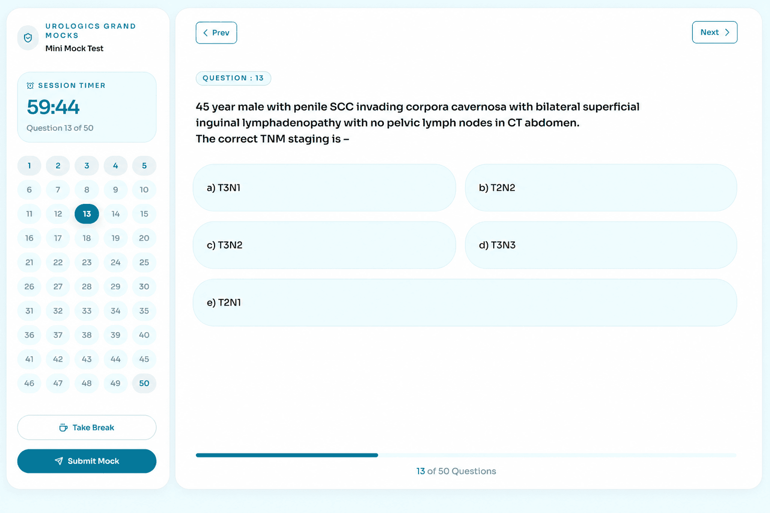 Grand mock test screen