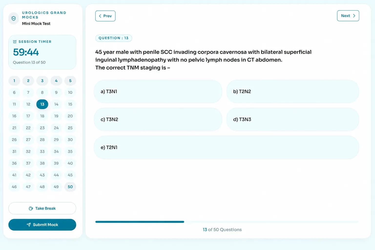 Grand mock test screen