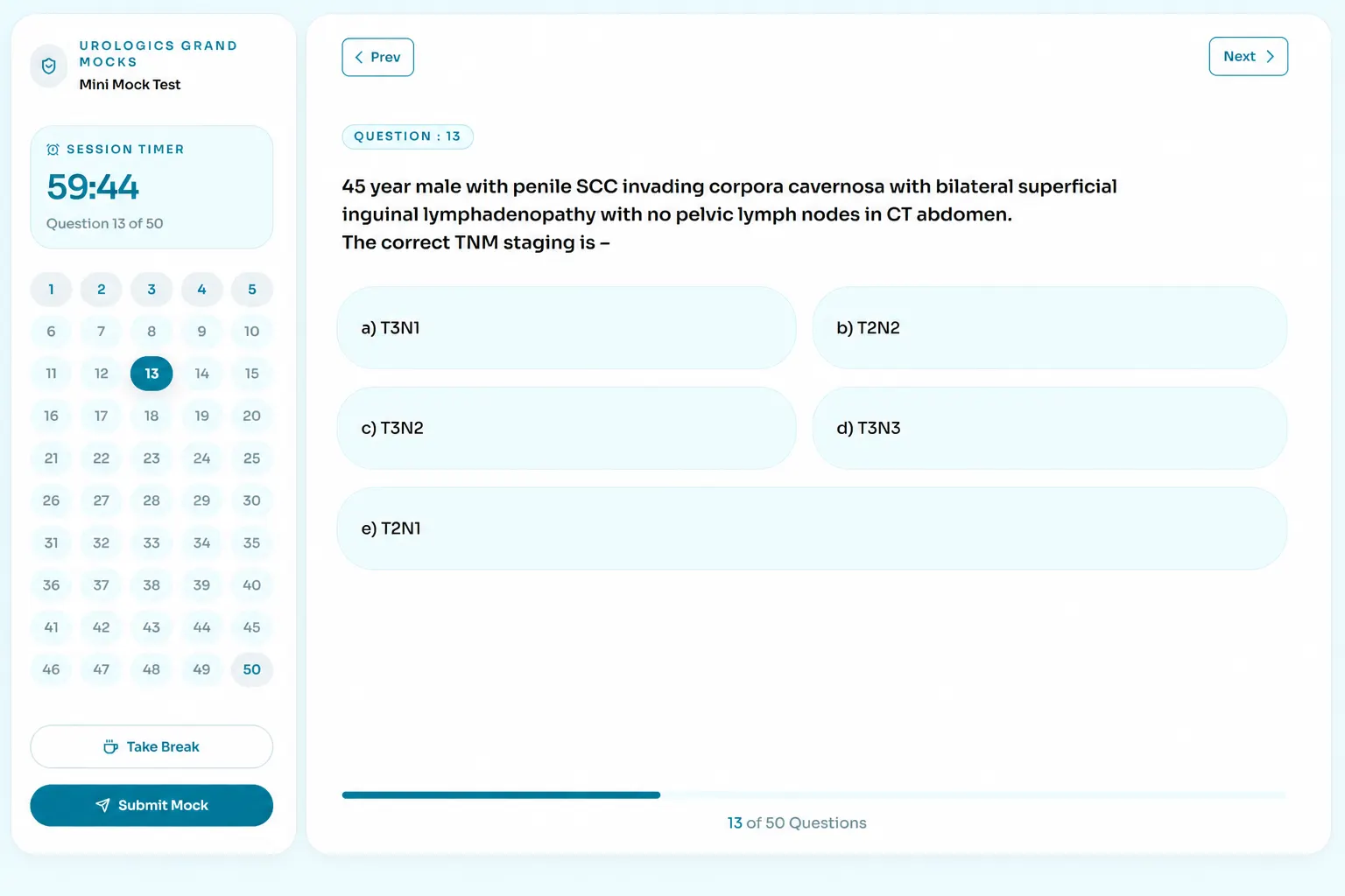 Grand mock test screen